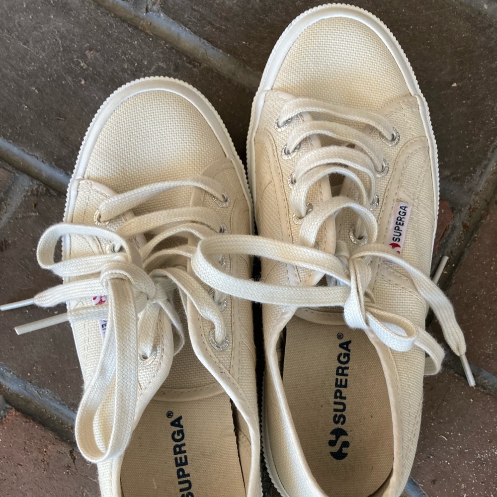 Superga, off white, size 37  1/2, Womens 7